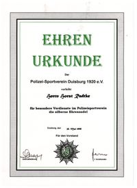 1998 Silberne Ehrennadel des PSV Duisburg e.V.